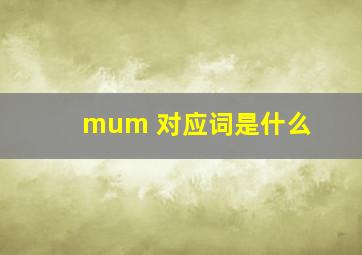 mum 对应词是什么